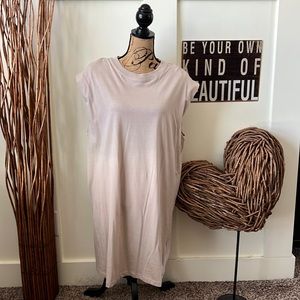 Divided Tan Sleeveless Crewneck T-Shirt Dress